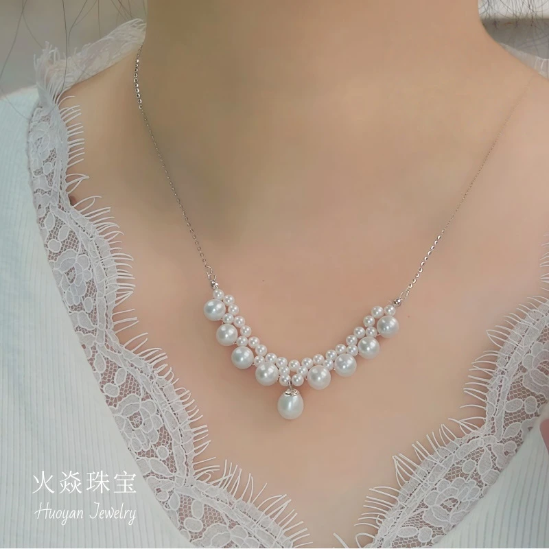 5155淡水珍珠项链冰雪奇缘编织手工设计S925银仙气气质精致