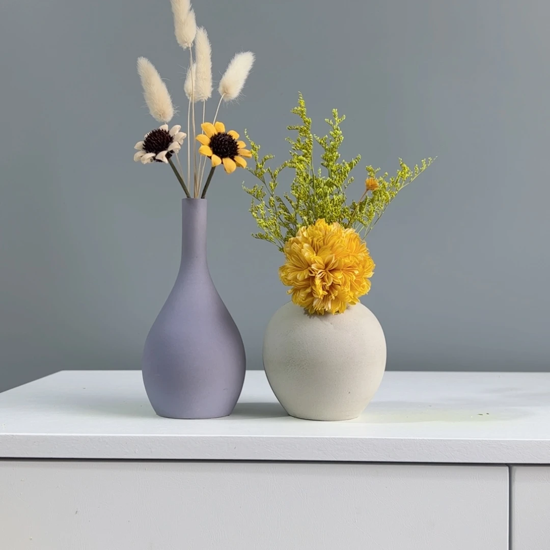 摆件陶瓷小花瓶摆件含花总高约20-30cm