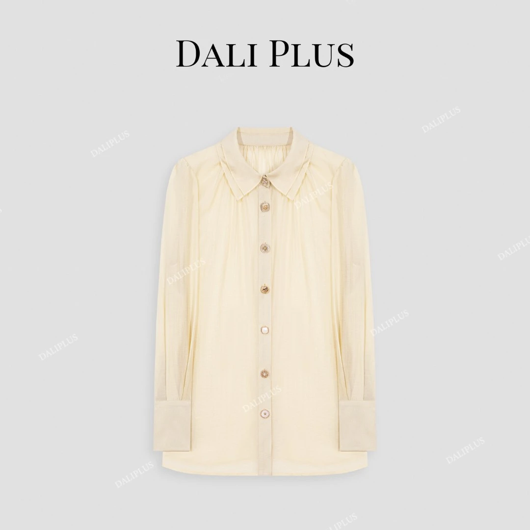 DALI PLUS“凉感醋酸天丝”独特纽扣双层Polo领衬衫-D5ST1054