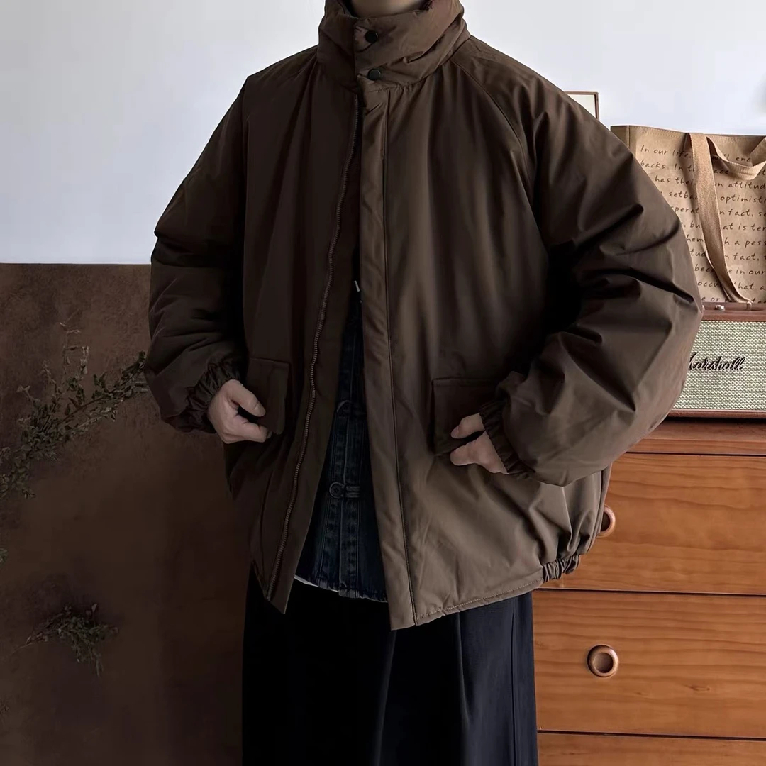 冬季日系复古氛围感工装棉服外套男女宽松百搭立领体闲夹克棉衣潮