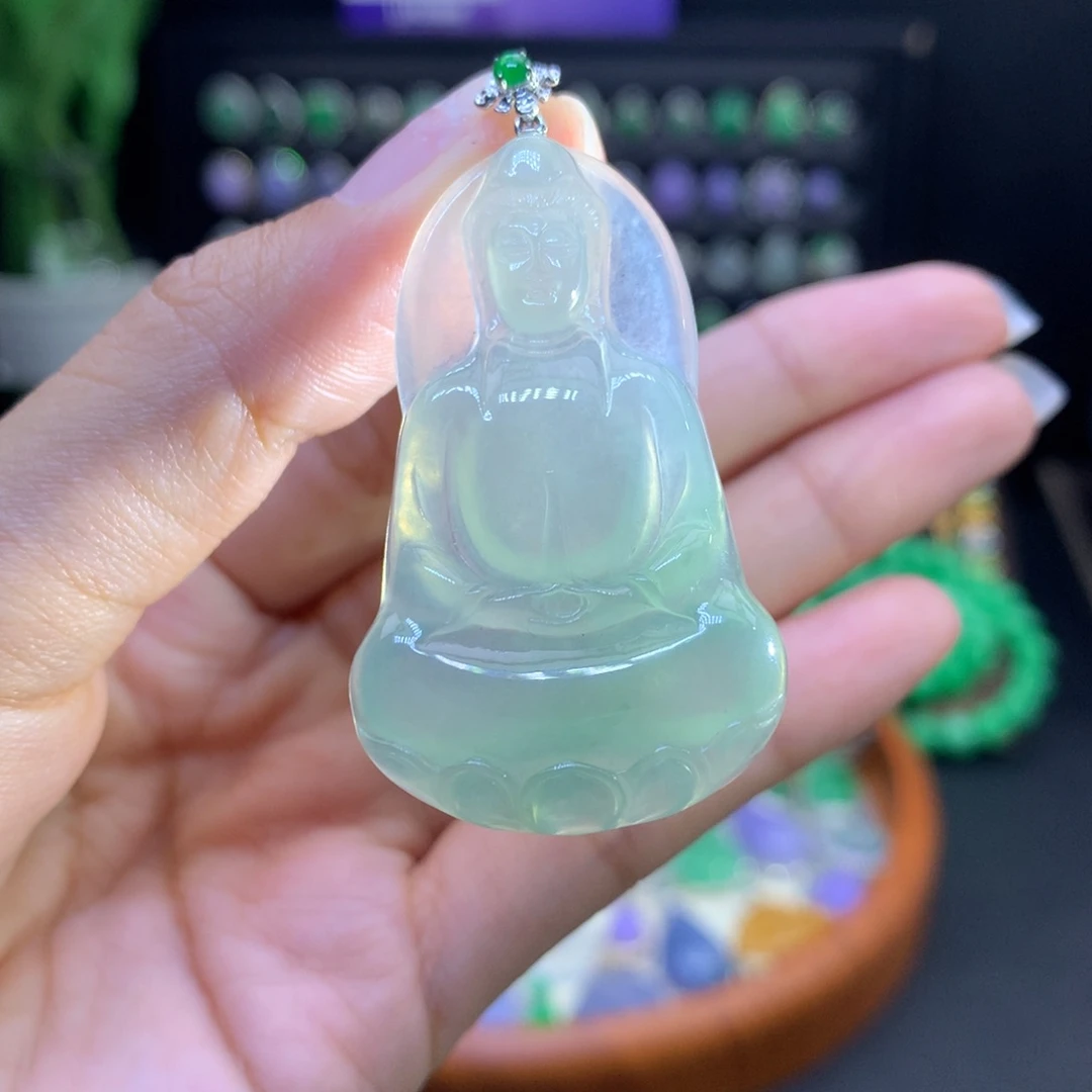 开***点翡翠18K金镶嵌颈饰