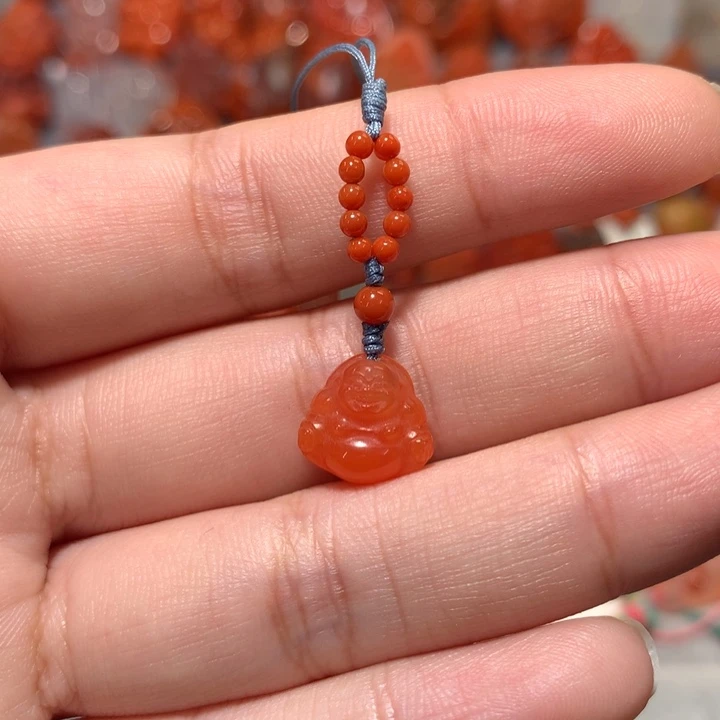 【闪购商品】未镶嵌手机挂包挂 弥勒佛欢笑佛南红玛瑙