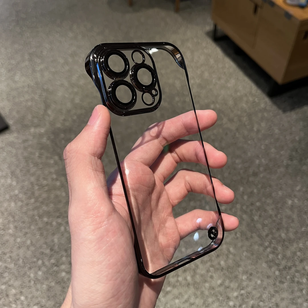 无边框电镀壳适用苹果15/16promax手机壳华为P70oppo小米15vivo套