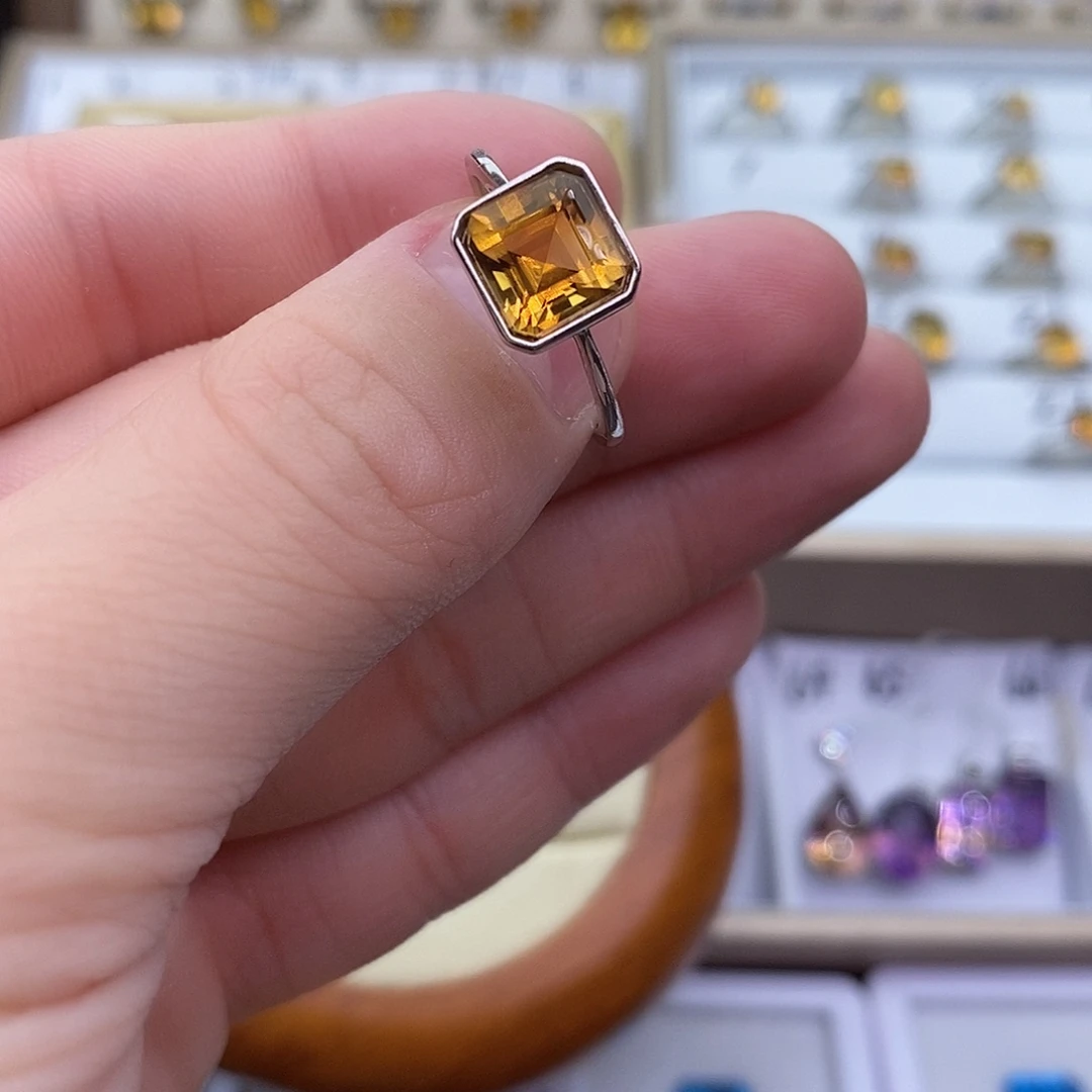 黄晶纯天然黄水晶银S925镶嵌小***油