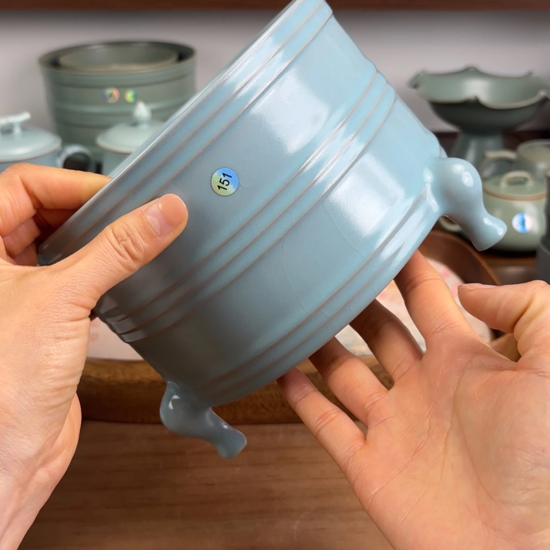 半***闲陶瓷杯子编号151仿古釉大号三足尊不退不换