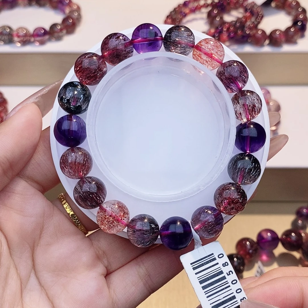 水晶手链未镶嵌黑加仑超七11+