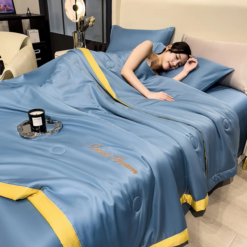 夏季凉感冰丝夏被盖毯夏凉被空调被单件夏天薄被子被芯春秋儿童被