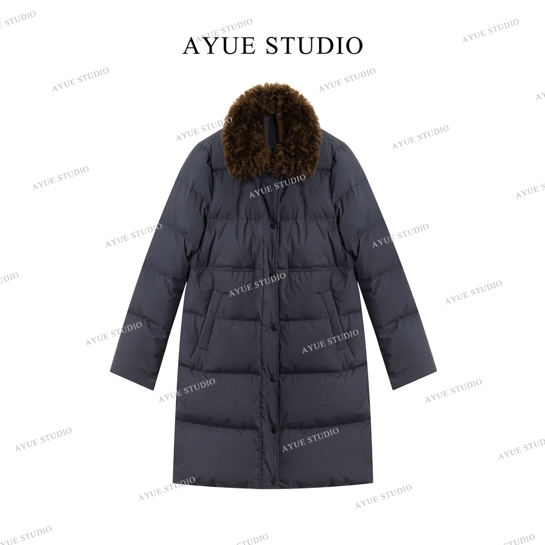AYUE「常青」毛领成分：100%羊毛新国标90白鹅绒羽绒服2226