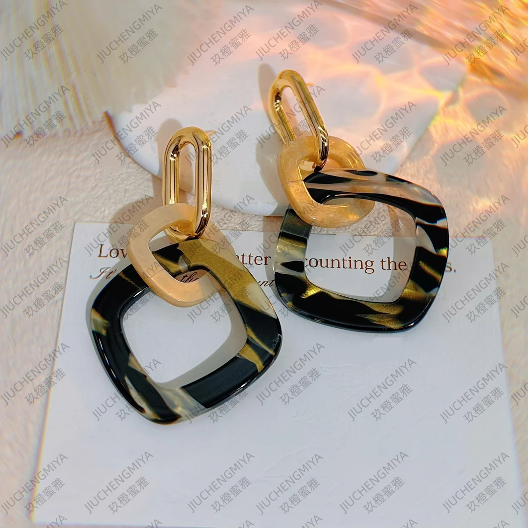 铜合金亚克力耳饰 研墨S198秋冬高级感百搭气质高贵复古港风耳环