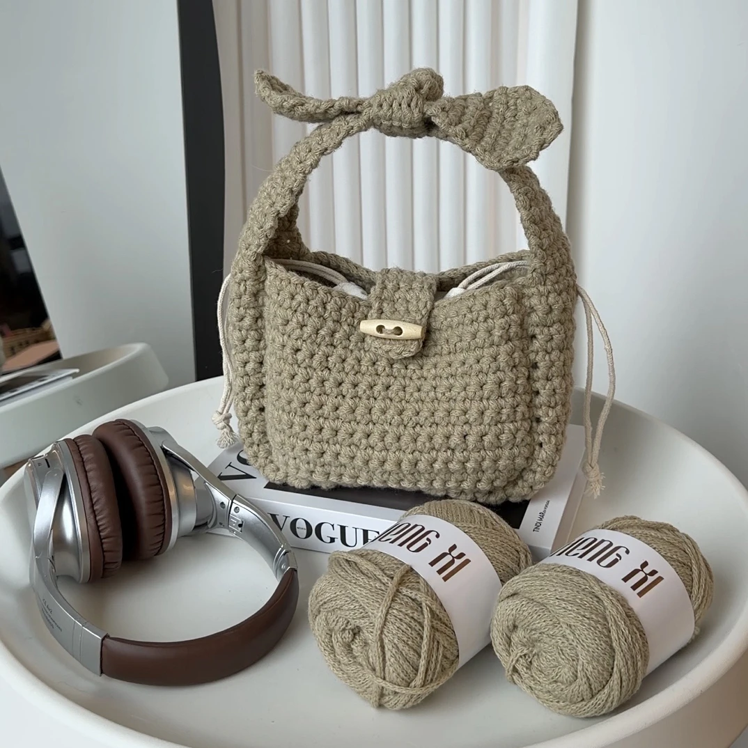 城西手作原创•奶盐豆腐手工钩织DIY手提包材料包（不退换）