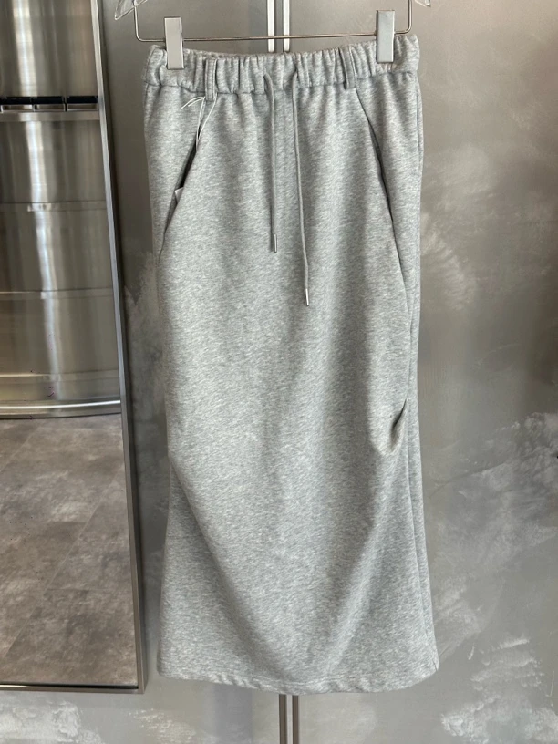 休闲高腰斜插袋半身裙时尚百搭长裙