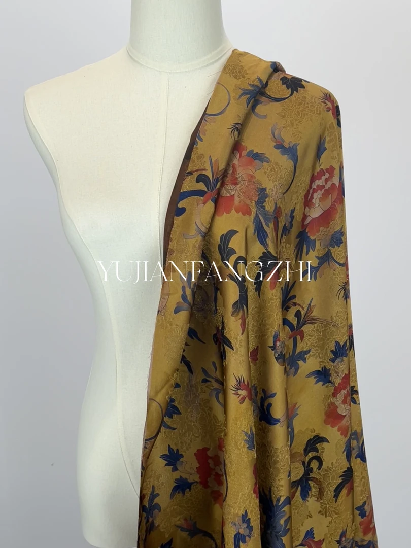 国风黄色仿香云纱面料（一经剪裁不支持退换）