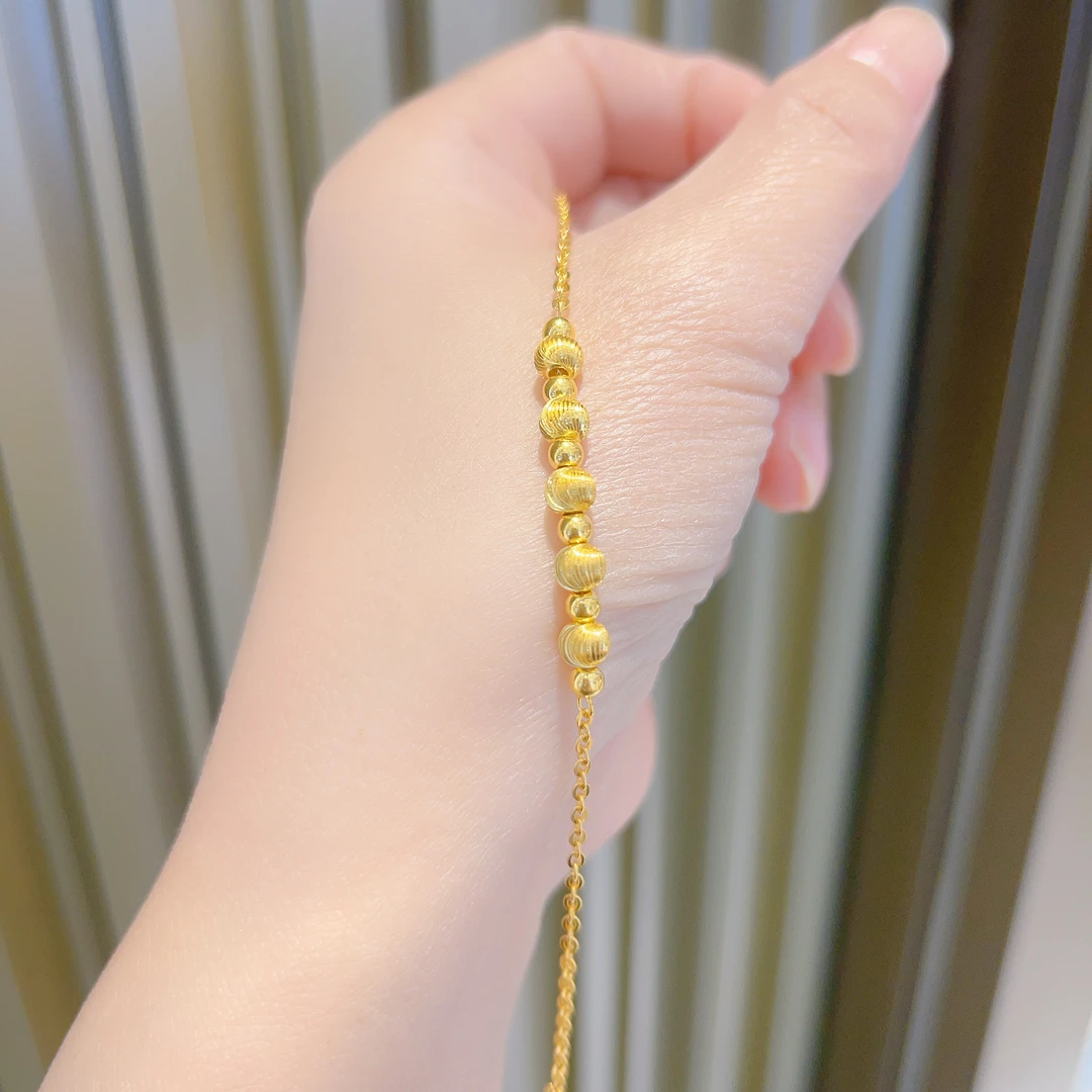 足金999猫眼O字链手链5G黄金手链精致百搭黄金手链4067