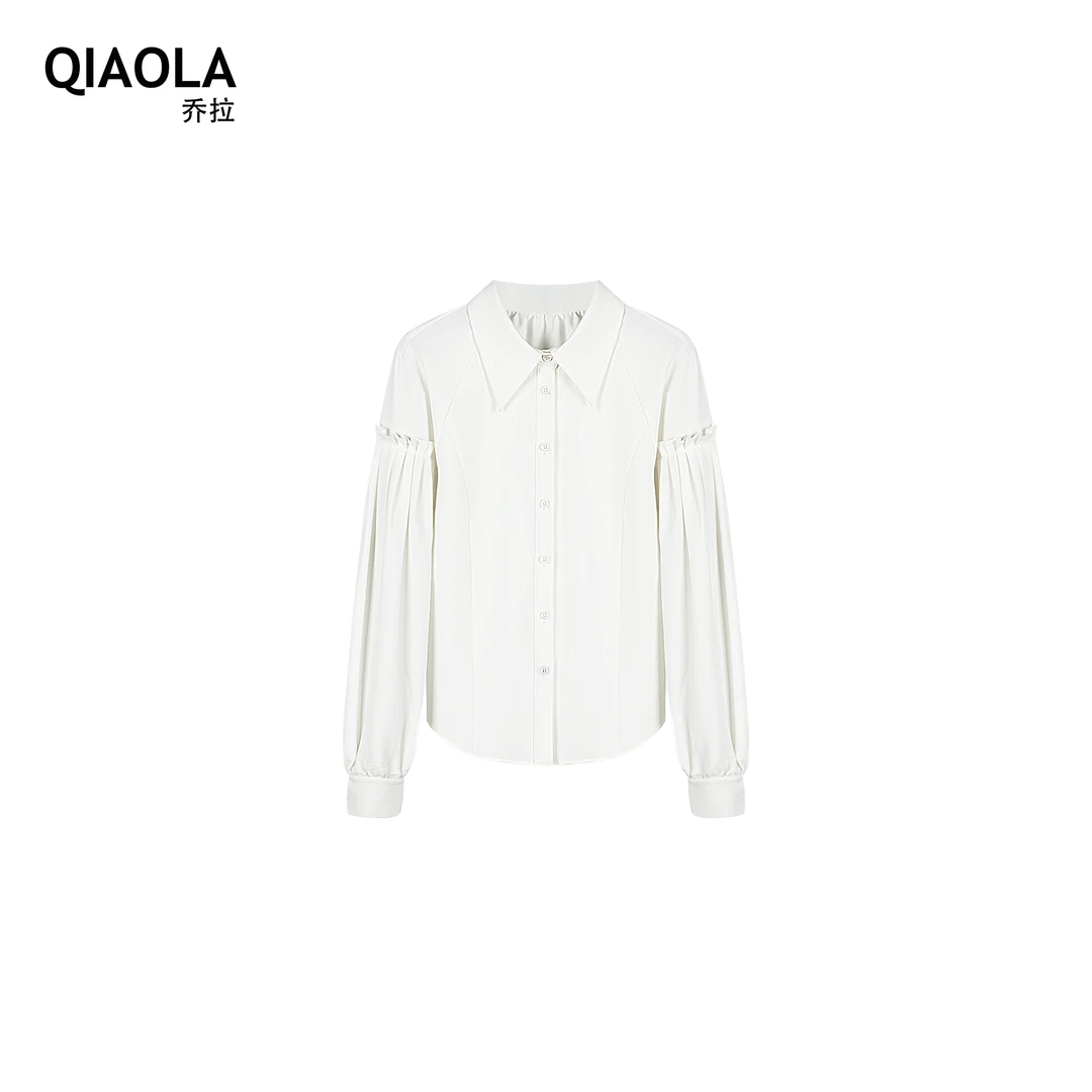 QIAOLA/乔拉【律动珍珠】小众设计春款梭织衬衫预售