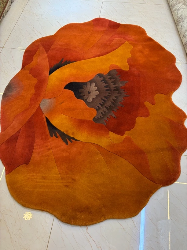 花朵形纯毛手工地毯1.5*2