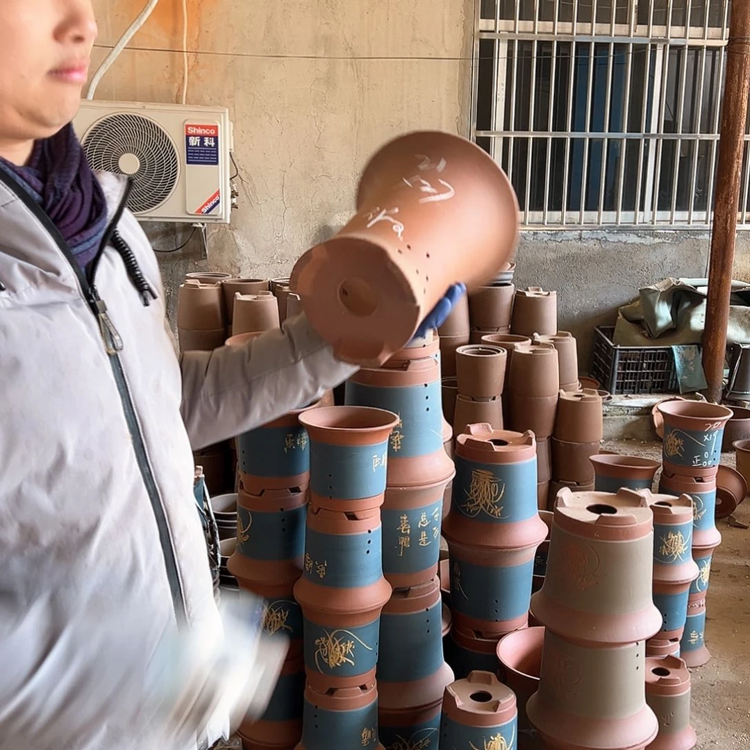 紫砂花盆清水泥紫砂花盆