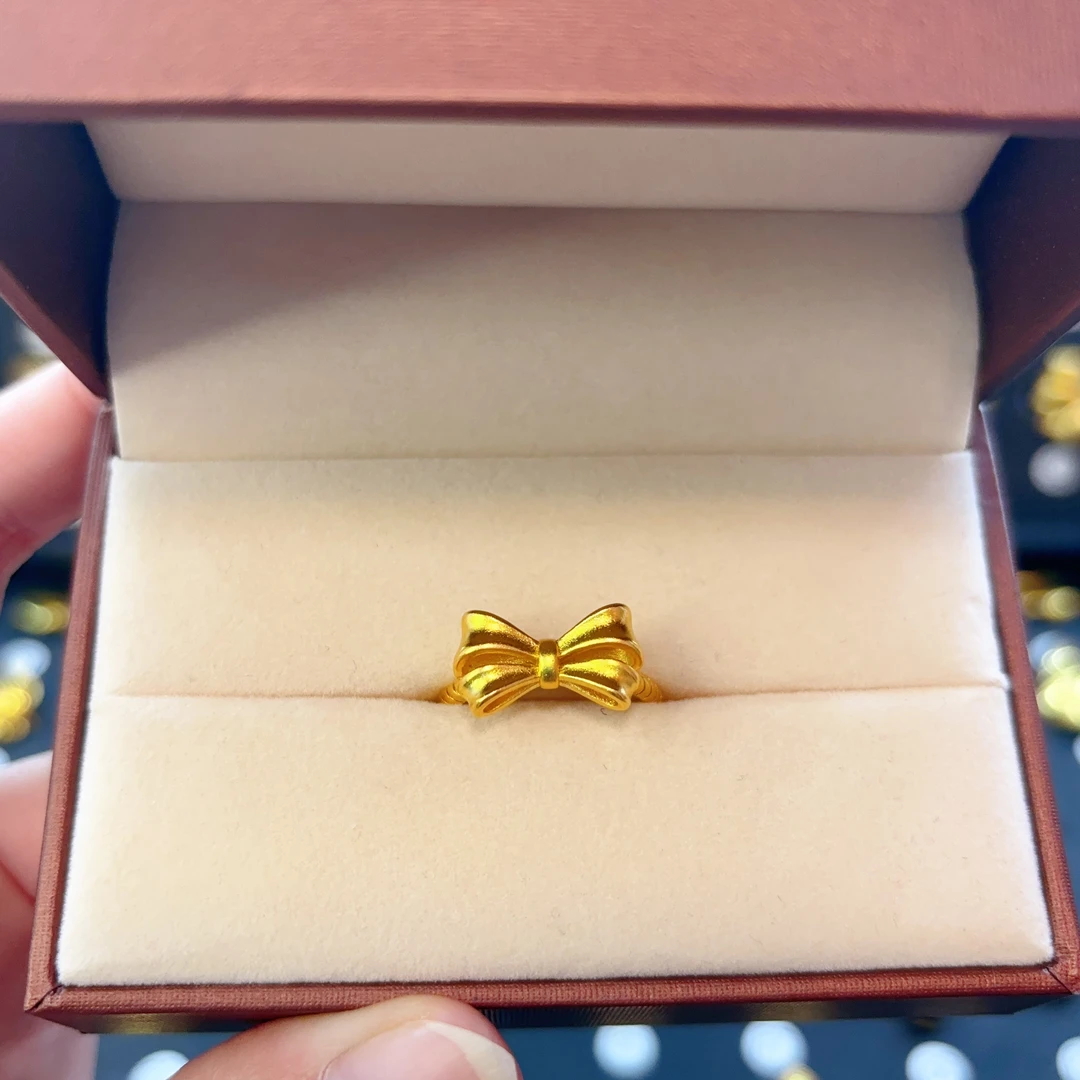 铜合金耳饰 时尚立体蝴蝶结戒指（032）