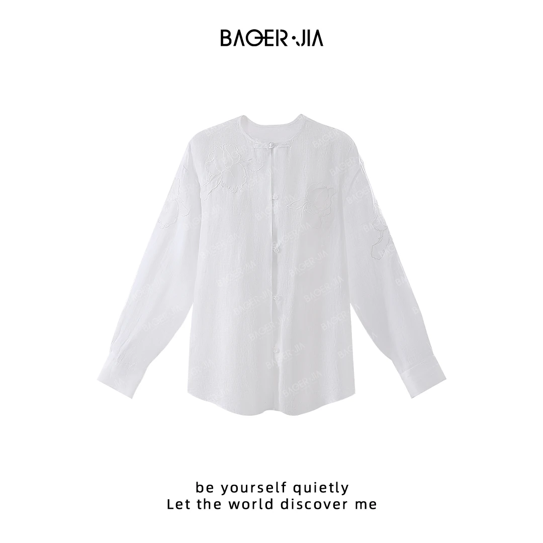 88-宝儿家含幂BK55525101NS夏季新款穿搭绣花透气舒适衬衫上衣
