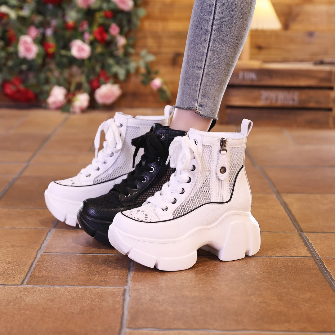 尚卡芙女夏新款镂空透气洞洞鞋子百搭厚底内增高老爹凉鞋777-36