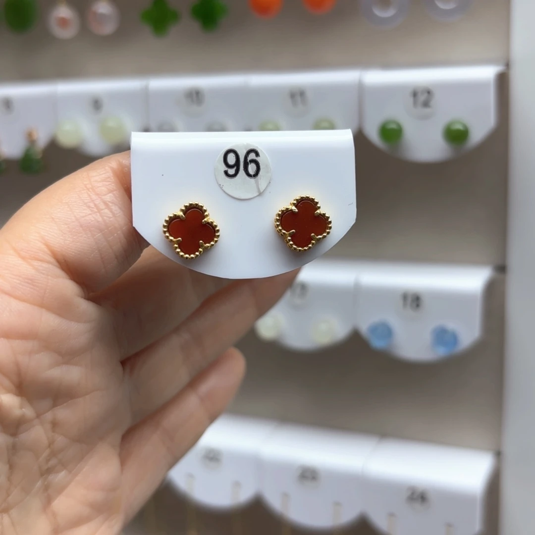 玛瑙/玉髓耳饰银S925镶嵌