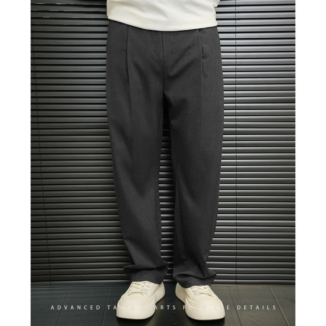 【大头叔叔】夏季高级感极简亲肤垂感抽绳休闲宽松直筒西裤DDK9209