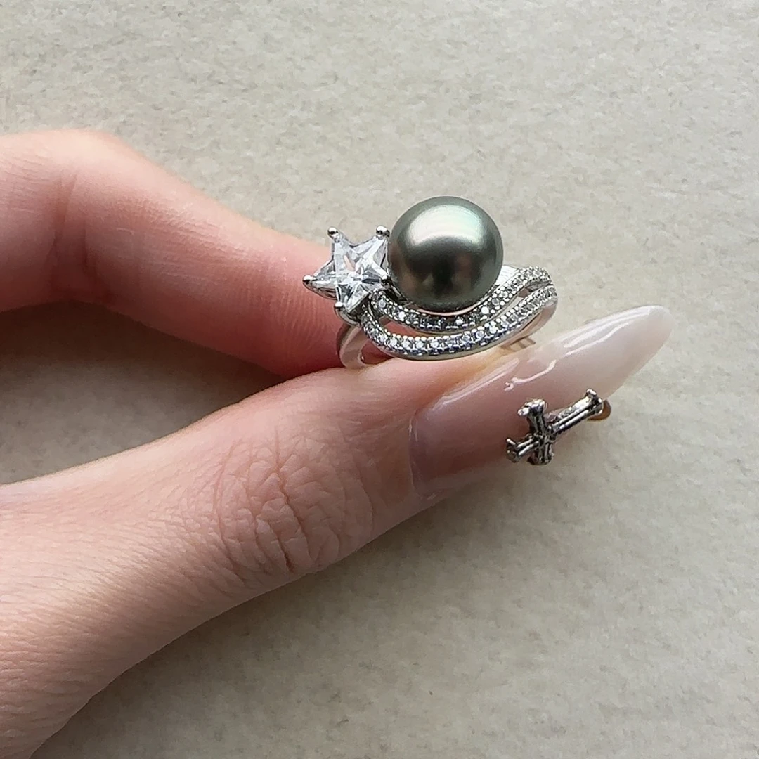 海水珍珠银S925镶嵌戒指100