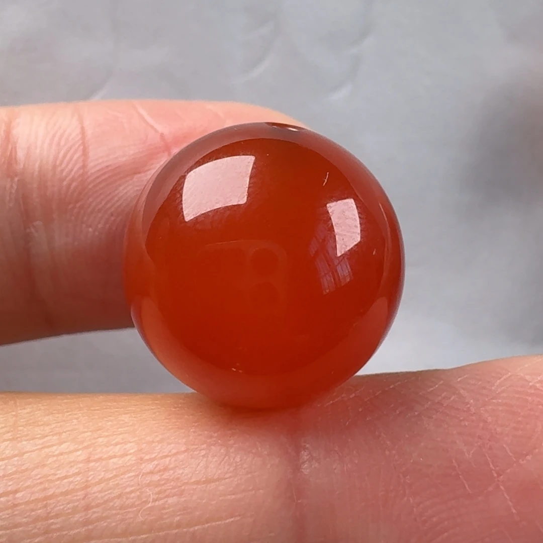 南红玛瑙未镶嵌圆珠单珠15.7