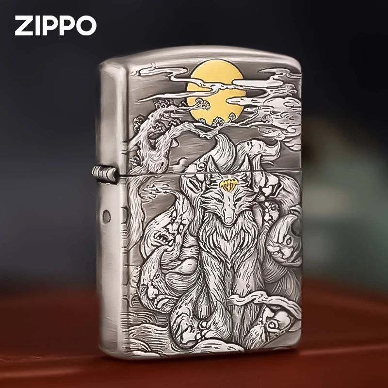 ZIPPO/之宝打火机 九尾狐 古银3D浮雕立体盔甲机防风DYX1H1F1