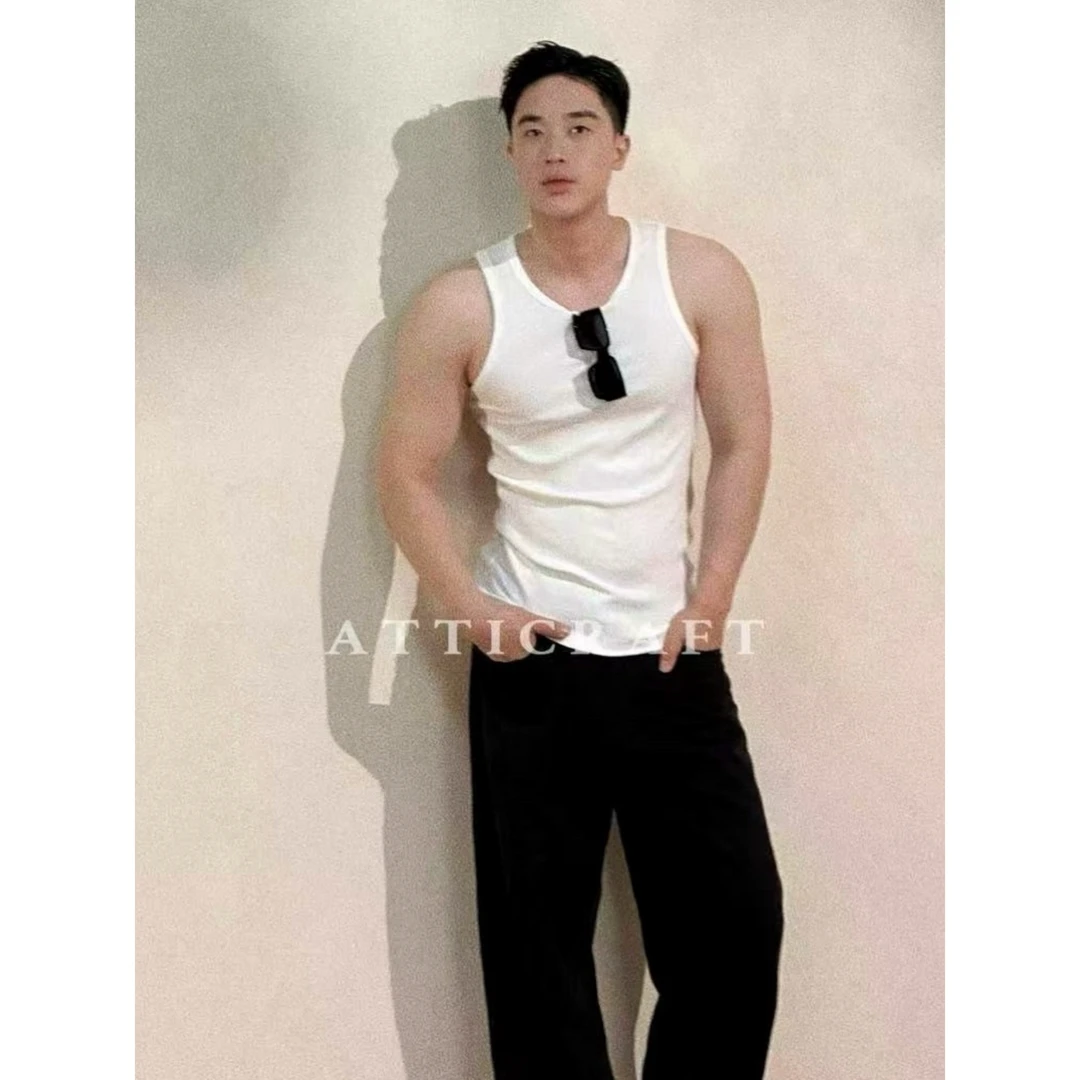 AttiCraft【5A抗菌背心】坑条罗纹肌理夏通勤休闲高弹健身T恤男25ss