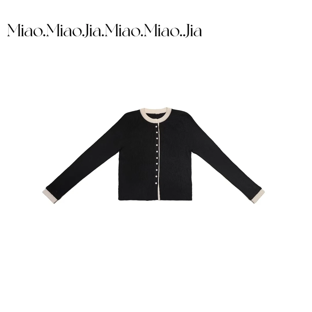 /苗苗家/『撞色针织』显瘦单排扣撞色针织开衫2025年春