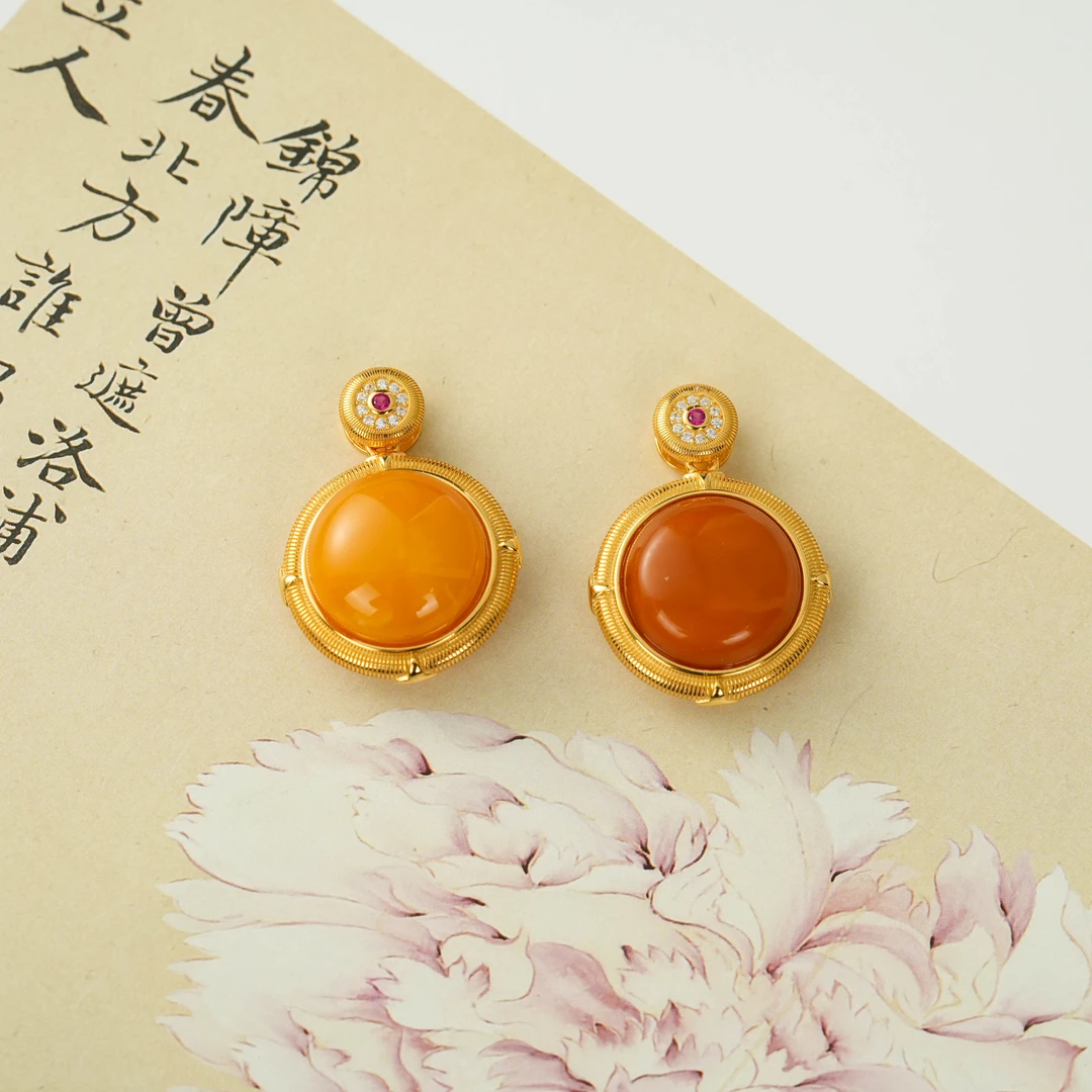 【云上叙】S925银镶嵌蜜蜡吊坠-多样性发其一-16mm-V28434-M（甄选）