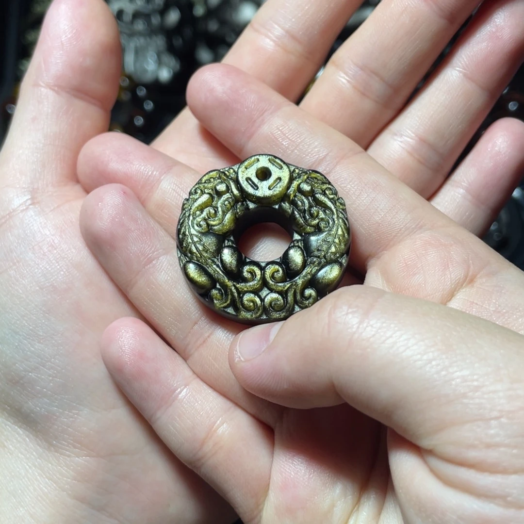 @****黑曜岩未镶嵌颈饰赠棉绳