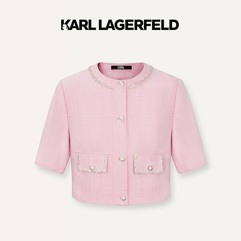 KARL LAGERFELD卡尔拉格斐24夏直身双袋小香风外套E42W1525