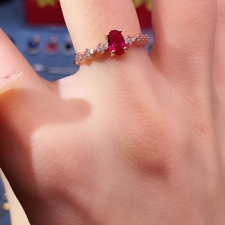 红宝石戒指银S925镶嵌