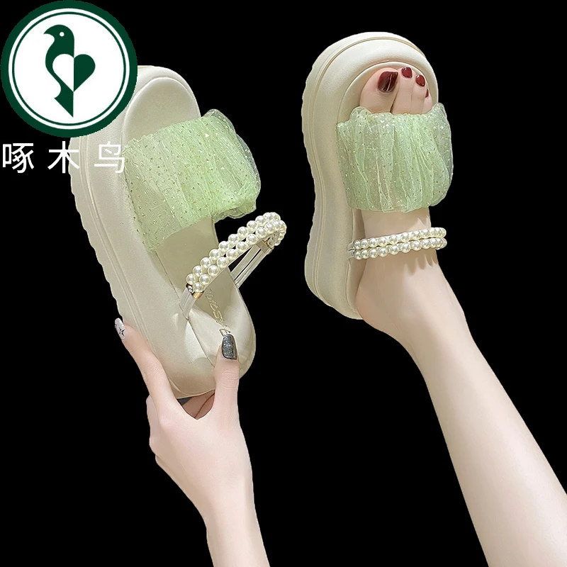 【正品】啄木鸟女鞋2024夏季新款甜美配裙子仙女厚底坡跟小香风凉鞋