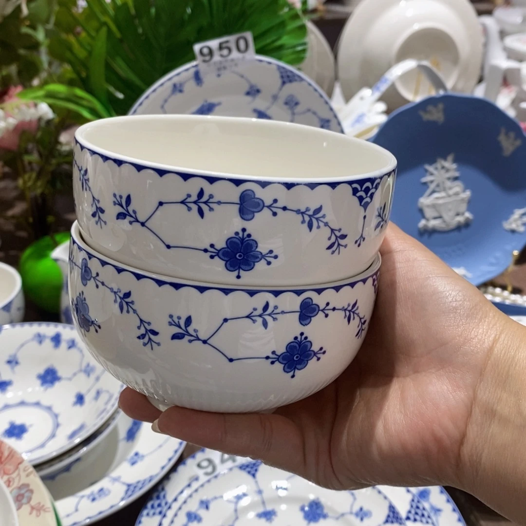 瓷唐草4.5米饭碗2只