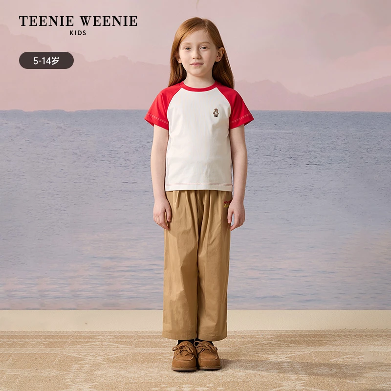 TeenieWeenie Kids小熊童装25年撞色印花插肩短袖T恤TKRA252466B