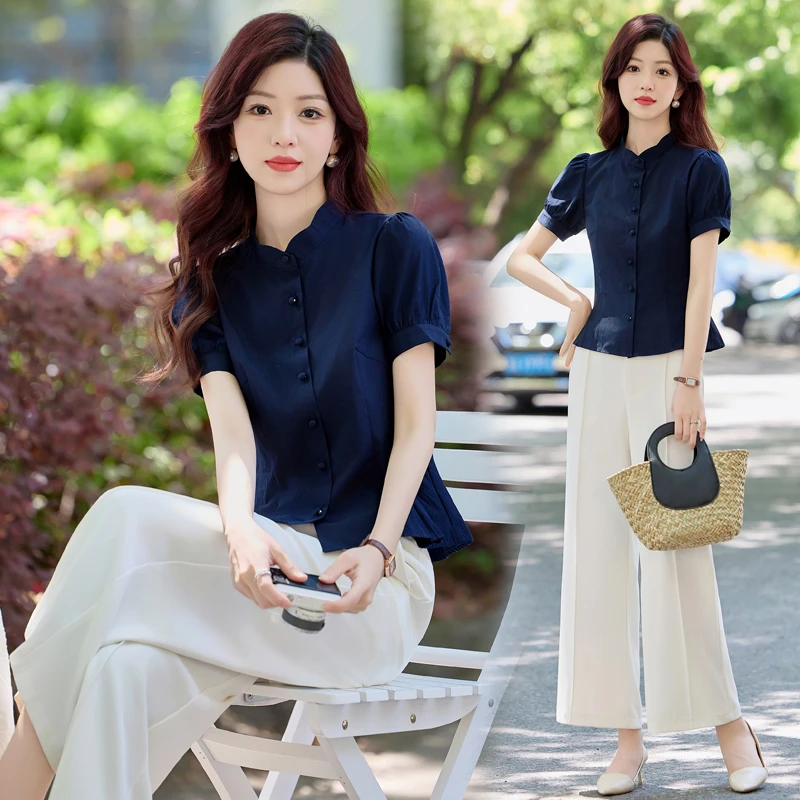 2723B款短袖收腰职业套装女气质显瘦两件套装