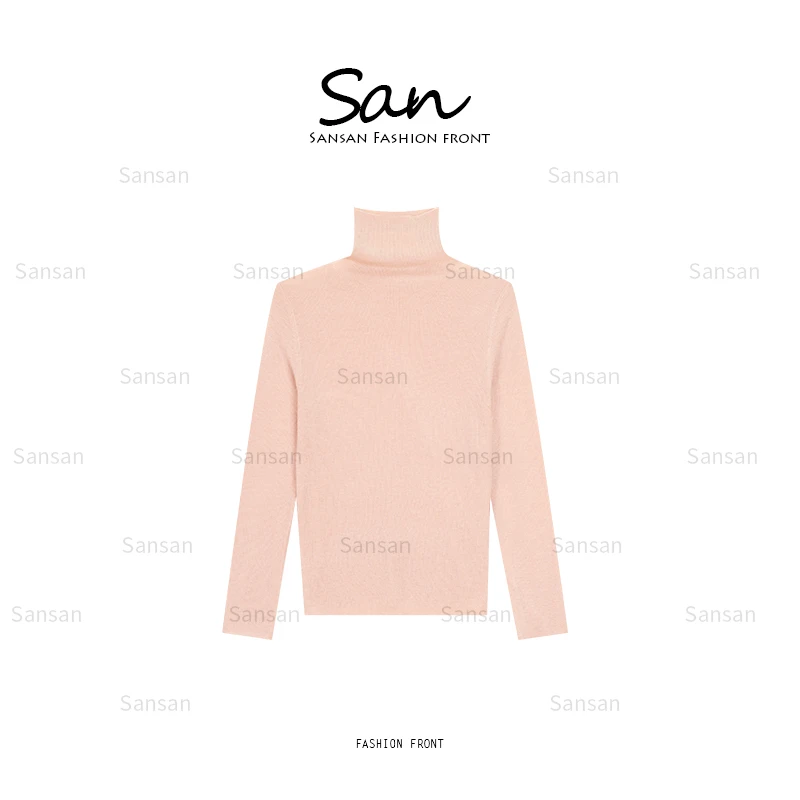 【SANSAN】气质半高领显瘦保暖套头长袖针织打底衫DY-4917