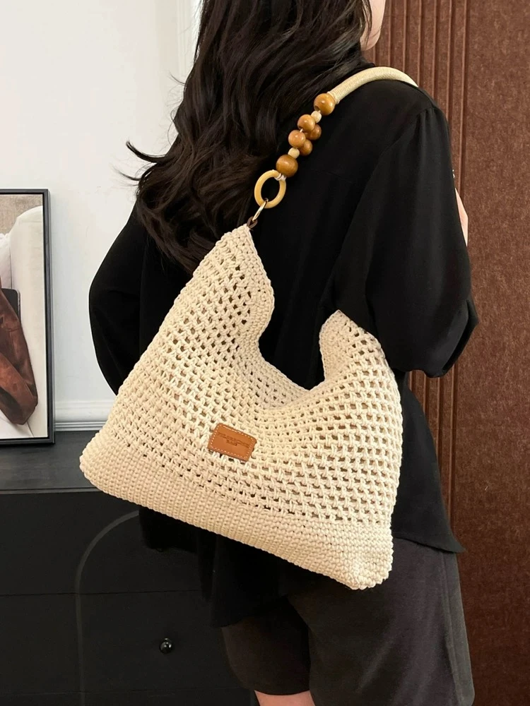 韩版腋下编织包2025夏季海边度假休闲草编包大容量简约百搭单肩包