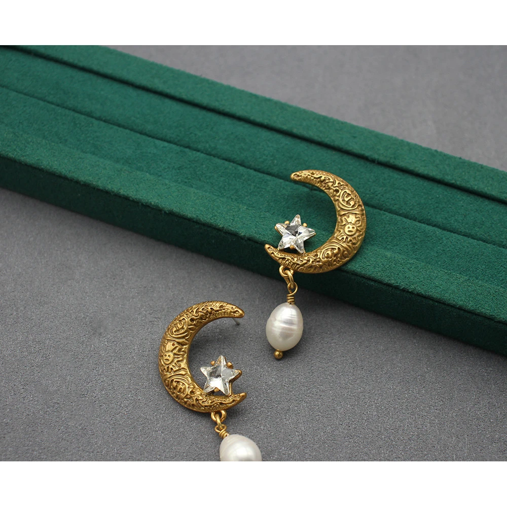 磁铁仿珍珠耳饰 买三送一意大利佛罗伦萨复古风耳环星星月亮耳钉