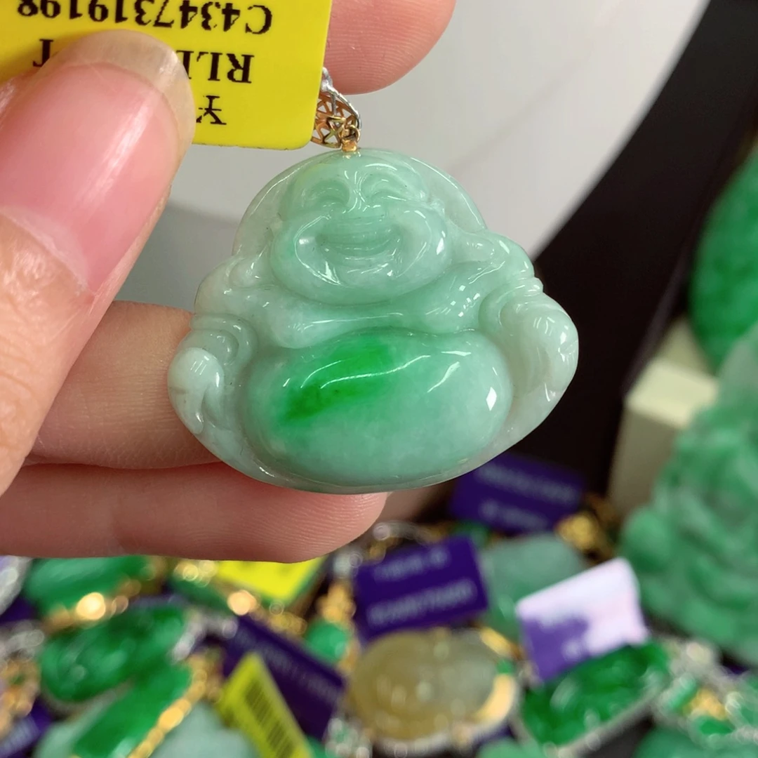 吊坠(不含链)18K金镶嵌翡翠