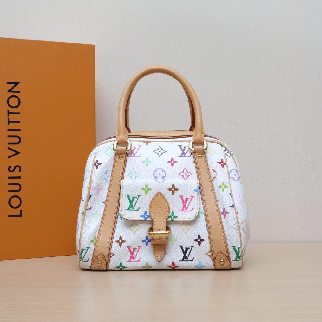 95新 LouisVuitton/路易威登 【双双】中古 保龄球手提包 白三彩