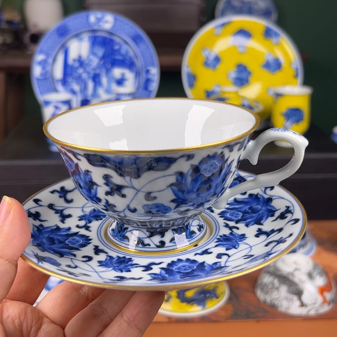 【闪购商品】杯洪印幕明-缠枝莲咖啡杯