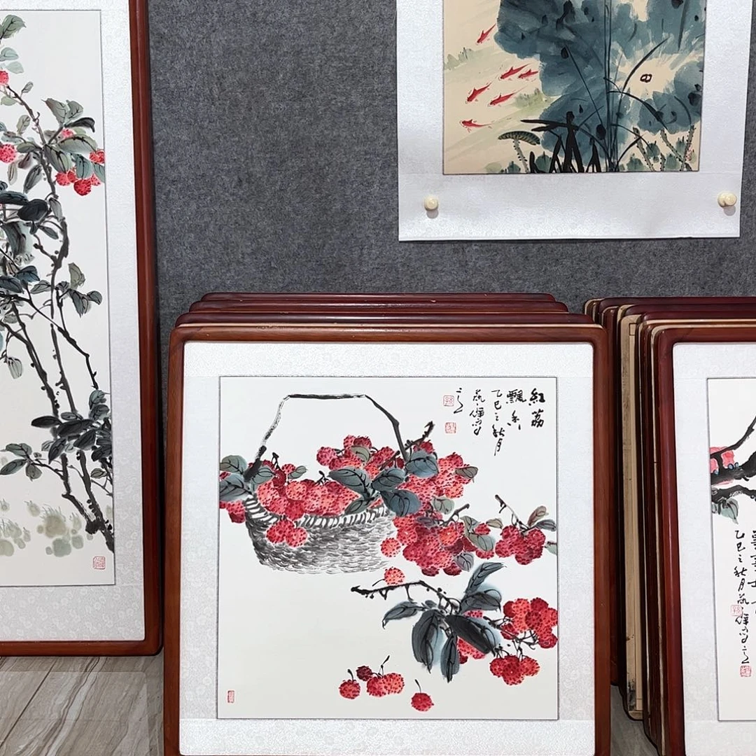 国画书画作品带框63×63