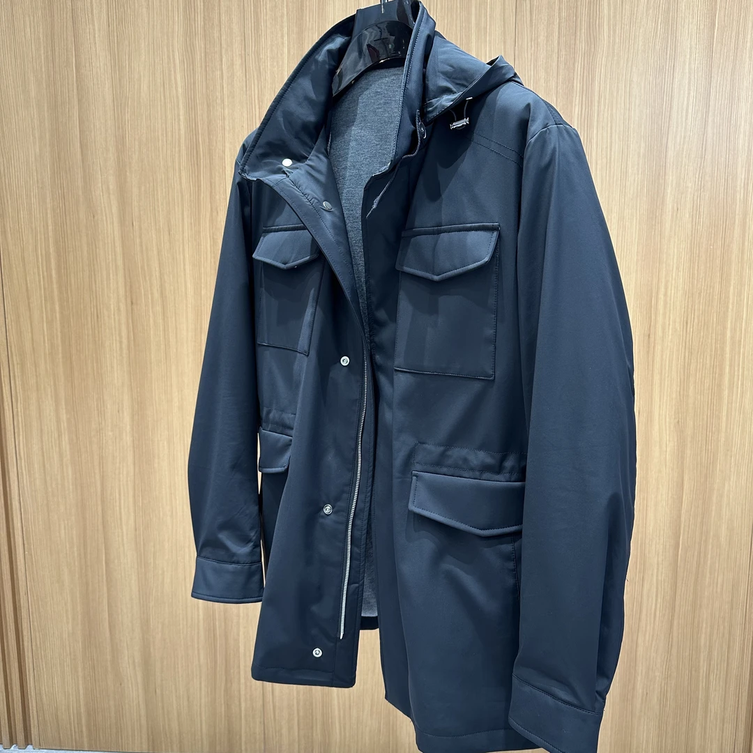 【龙港臻品】6222时尚旅行抽绳夹克户外秋冬连帽户外夹克中长款男士