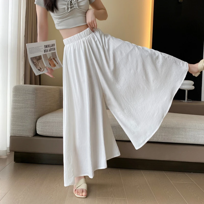 夏季冰丝裙裤女2025新款九分裤a字大摆半身裙高腰休闲垂感阔腿裤