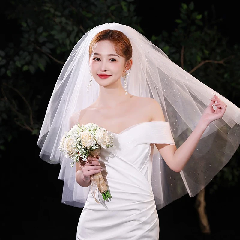 半透森系多层新娘见外包装头纱结婚网红甜美风