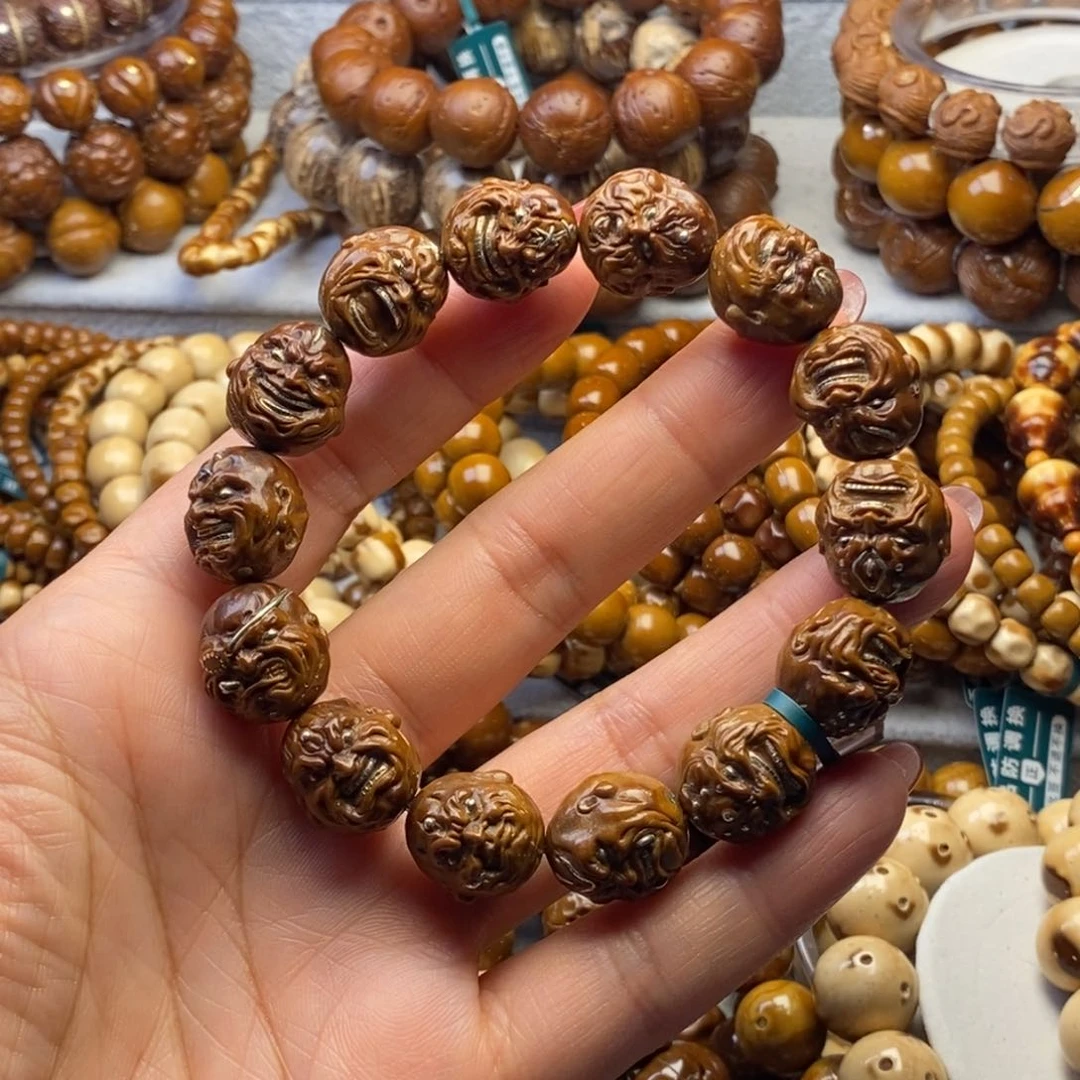 手串紫金鼠雕刻恶僧镶嵌纯银15+