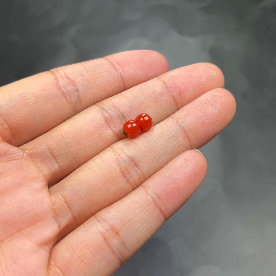 南红玛瑙老型对珠未镶嵌张*博